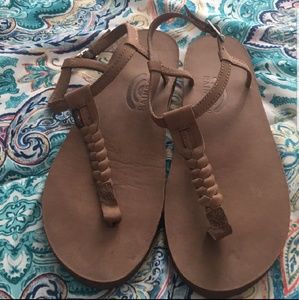 Rainbow T-strap sandals large